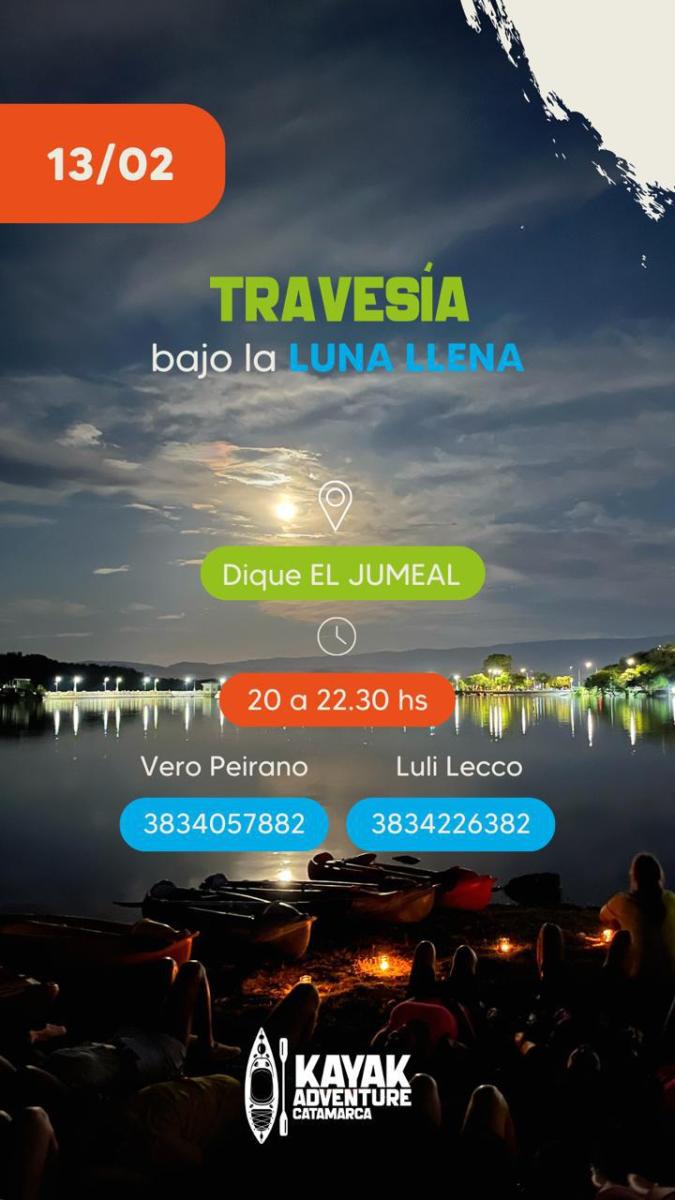 Travesía de Luna LLena en Kayak en Dique El Jumeal